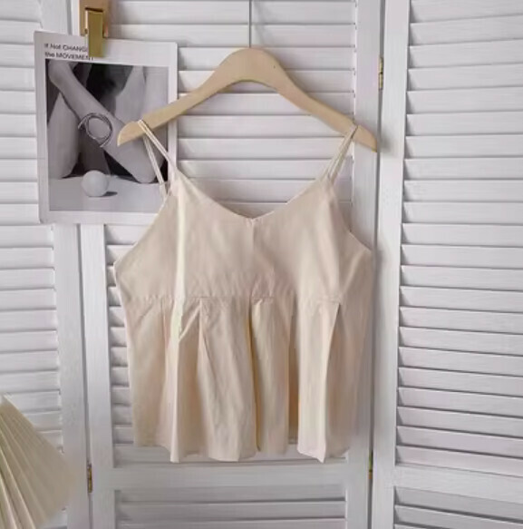 Pleated short camisoles (apricot) [one size]