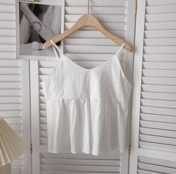 Pleated short camisole (white) [one size]