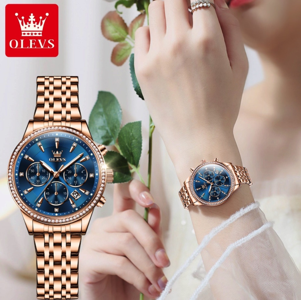 Hot Selling Oris Steel Strap Quartz Watch Women's Watch (Steel Strap Rose Blue Women's)