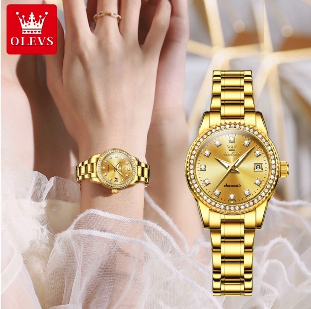 Hot selling Oris mechanical watch women's watch (steel belt full gold women's watch)