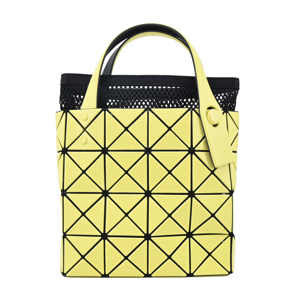 ISSEY MIYAKE 三宅一生BAOBAO 4x4 皮革質感手提包(附可摺疊提袋)-黃