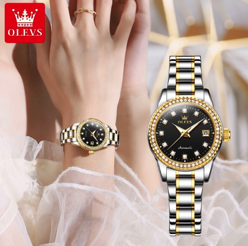 Hot selling Oris mechanical watch women's watch (black woman between steel straps)