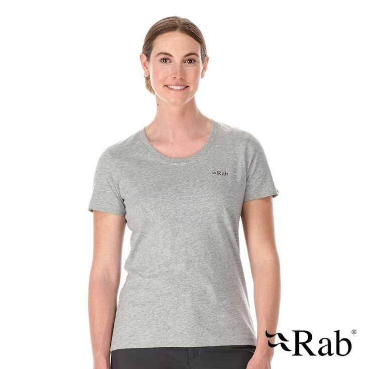 RAB 英國 Mountain Peak Tee Wmns 透氣短袖有機棉T恤 女款 (泥岩灰) 10RAQCB67