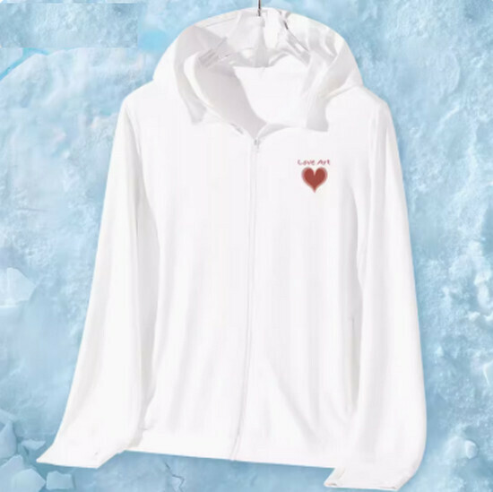 Hot selling ice silk breathable sun protection clothing [white (Aiyi heart chest label) [S-2XL size] (please contact customer service to confirm the delivery size after placing the order)