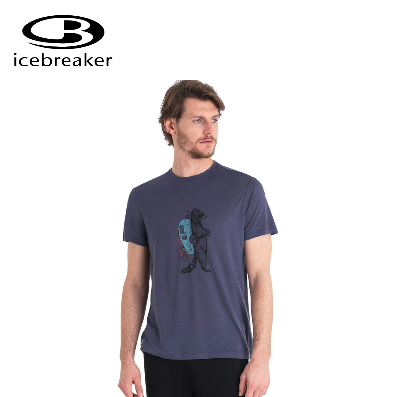 Icebreaker 紐西蘭 男 Core 圓領短袖上衣(浣熊探險) 戶外/休閒 10IB0A56YT