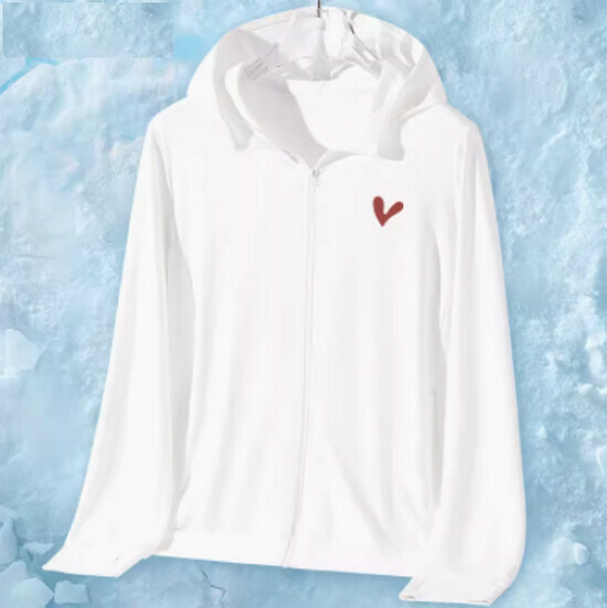 Hot selling ice silk breathable sun protection clothing [white (naughty heart logo) [S-2XL size] (please contact customer service to confirm the delivery size after placing the order)