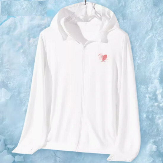 Hot Selling Ice Silk Breathable Sun Protection Clothing [White (Broken Heart Chest Label) [S-2XL Size] (please contact customer service to confirm the delivery size after placing the order)
