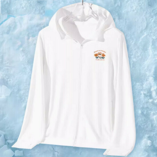 Hot selling ice silk breathable sun protection clothing [white (orange flower chest label) [S-2XL size] (please contact customer service to confirm the delivery size after placing the order)