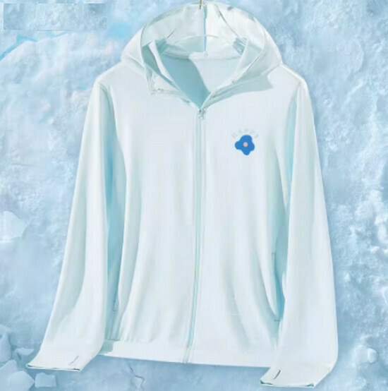 Hot selling ice silk breathable sun protection clothing [light blue (color flower chest logo)] [S-2XL size] (please contact customer service to confirm the delivery size after placing the order)