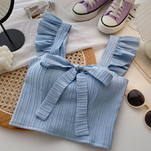 Bow tie small flying cuff chest padded vest (blue) [one size]