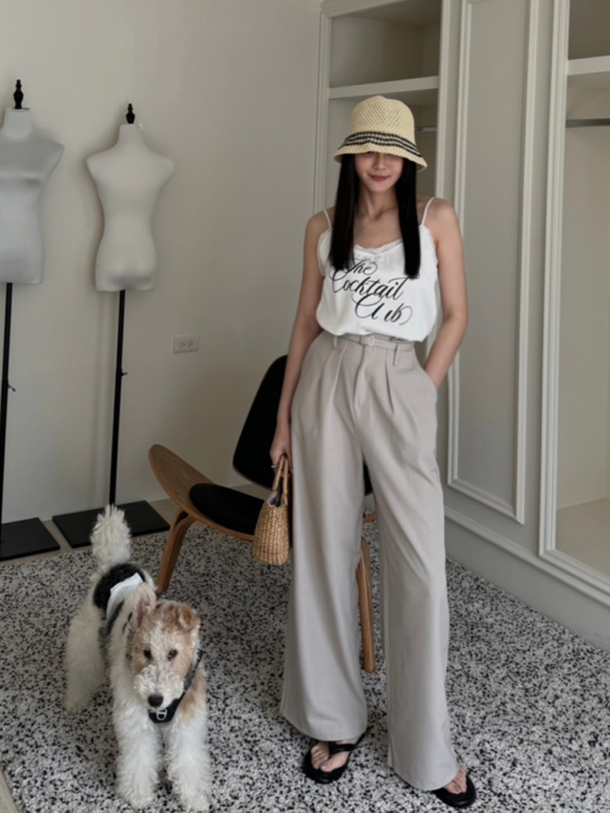 附腰帶西裝直筒褲*2色