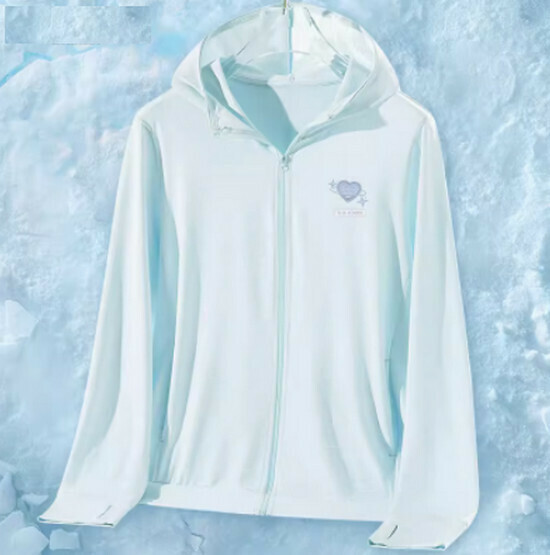 Hot selling ice silk breathable sun protection clothing [light blue (cosmic heart and chest logo)] [S-2XL size] (please contact customer service to confirm the delivery size after placing the order)