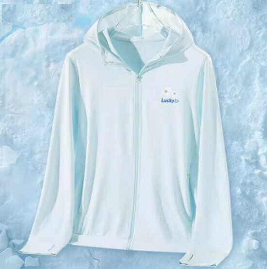 Hot selling ice silk breathable sun protection clothing [light blue (lucky chrysanthemum chest logo)] [S-2XL size] (please contact customer service to confirm the delivery size after placing the order)