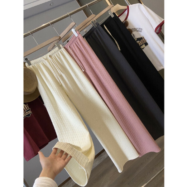 Narrow Cloud Puff Wide-leg Pants Mosquito Pants [White] [M-L Size] [Contact Customer Service to Confirm Size after Placing an Order]