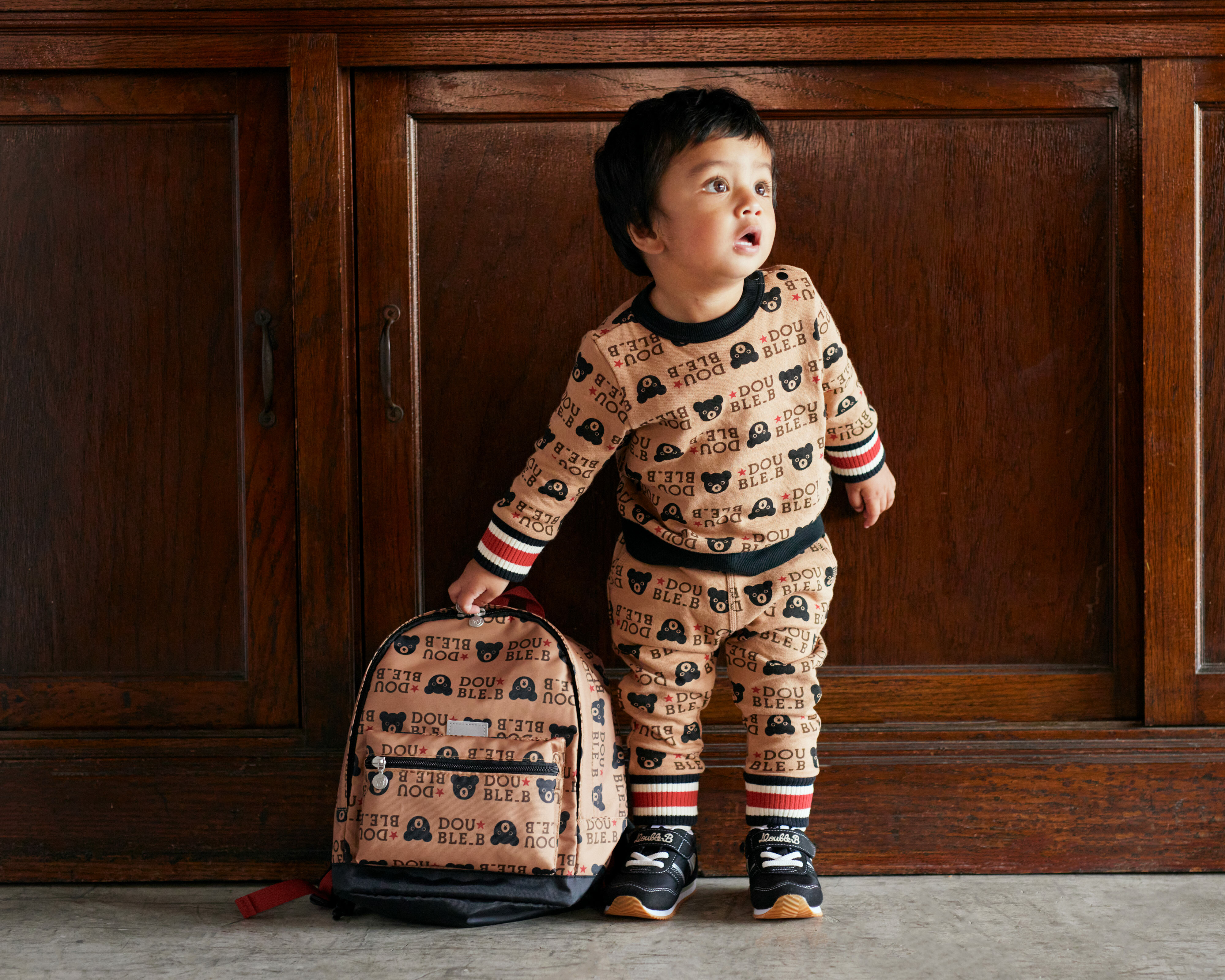 DOUBLE_B B君滿版衛衣-駝