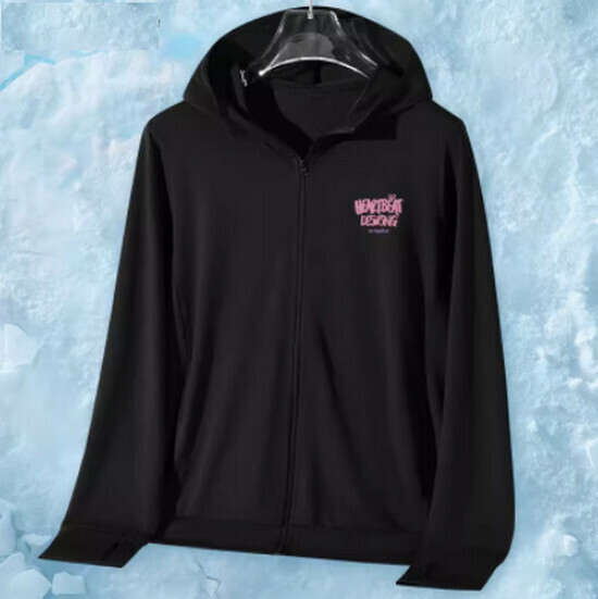 Hot selling ice silk breathable sun protection clothing [black (pink chest label)] [S-2XL size] (please contact customer service to confirm the delivery size after placing the order)