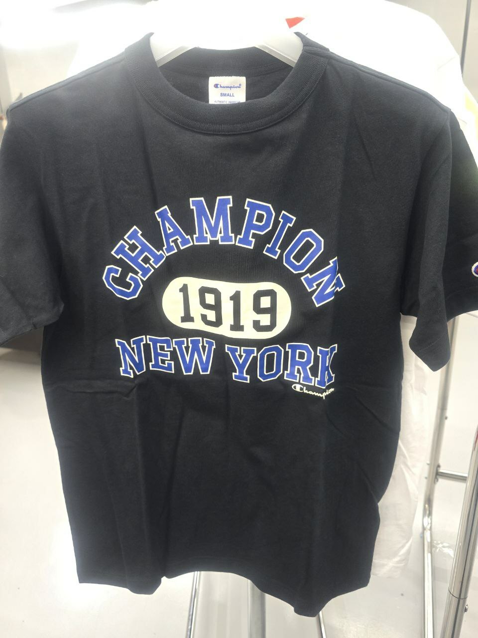 [S] CHAMPION 1919 NEW YORK LOGO SHORT SLEEVE T-SHIRT,BLACK, CKTS4E234BK00S (SZZ363)