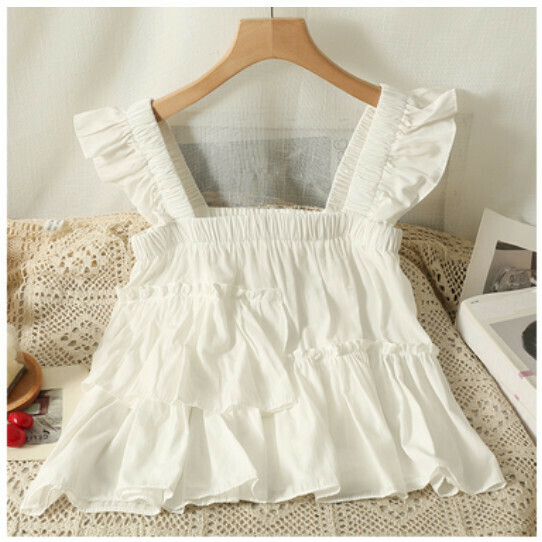Niche chic camisole shirt (white) (one size)