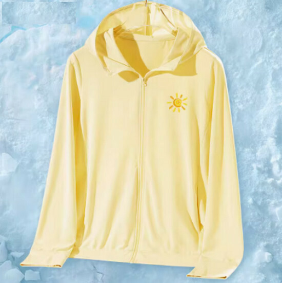 Hot selling ice silk breathable sun protection clothing [lemon yellow (summer dotted chest label)] [S-2XL size] (please contact customer service to confirm the delivery size after placing the order)
