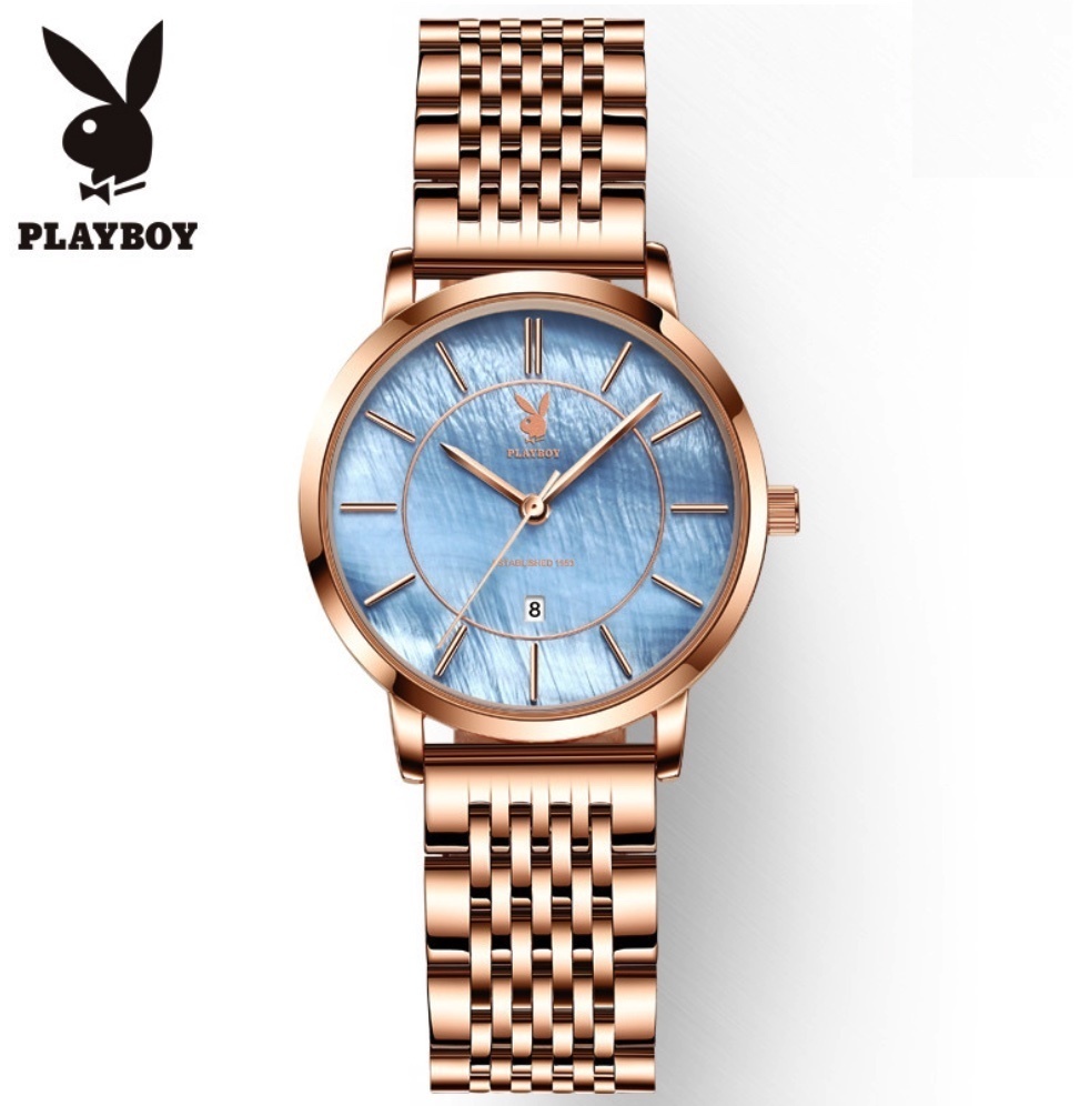 Hot Selling PLAYBOY Simple Ladies Watch (Rose Steel Rose Shell Shell Face Women)