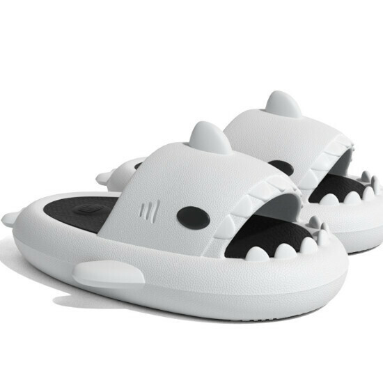 Hot selling shark couple anti-slip slippers [off-white + black] [size 36-45] (please contact customer service to confirm the delivery size after placing the order)