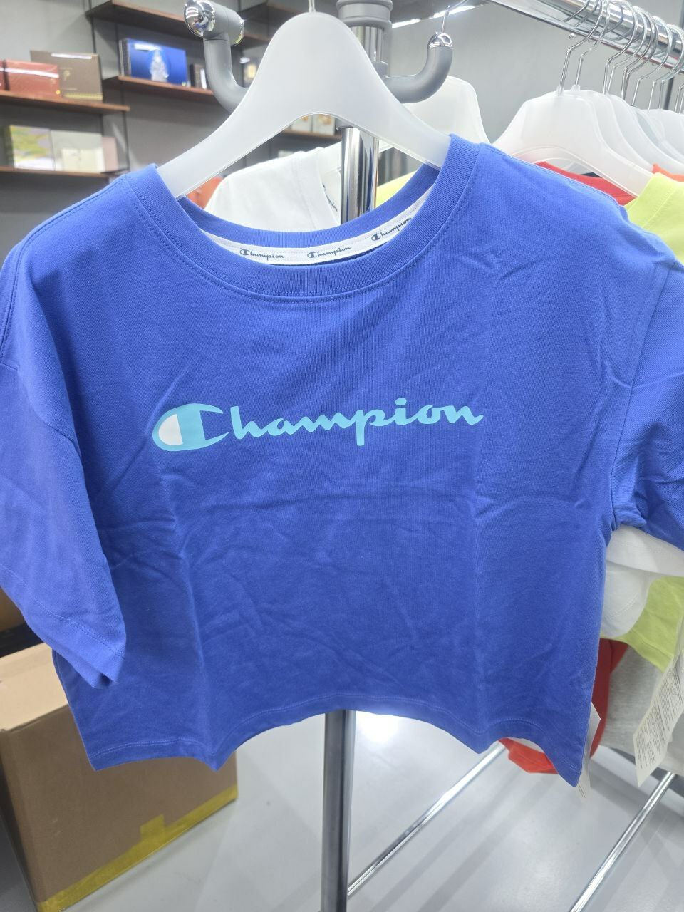 [S] CHAMPION SHORT SLEEVE CROPPED TOP,BLUE, CKTS3E073B200S (SZZ366)