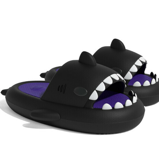 Hot selling shark couple anti-slip slippers [carbon black + purple] [size 36-47] (please contact customer service to confirm the delivery size after placing the order)