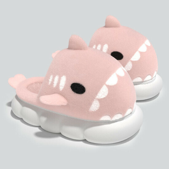Hot selling chubby shark couple style cotton slippers [pink] [size 36-41] (please contact customer service to confirm the delivery size after placing the order)