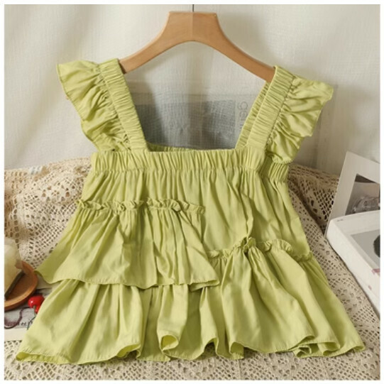 Niche chic camisole shirt (green) (one size)