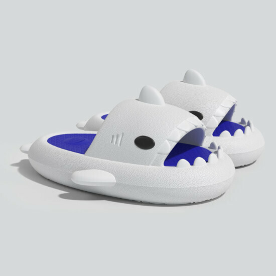 Hot Selling Shark Couple Anti-Slip Slippers [Small Zirconium White. Blue] [Size 36-45] (Please contact customer service to confirm the delivery size after placing the order)