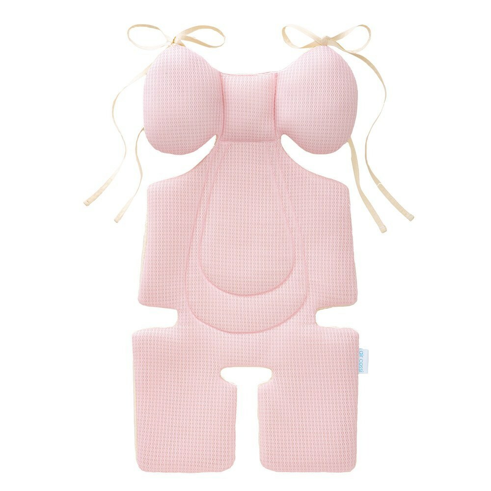 air cossi 超透氣抗菌天絲推車坐墊頭頸支撐款(綁帶款)(4m~3y)｜輕盈粉