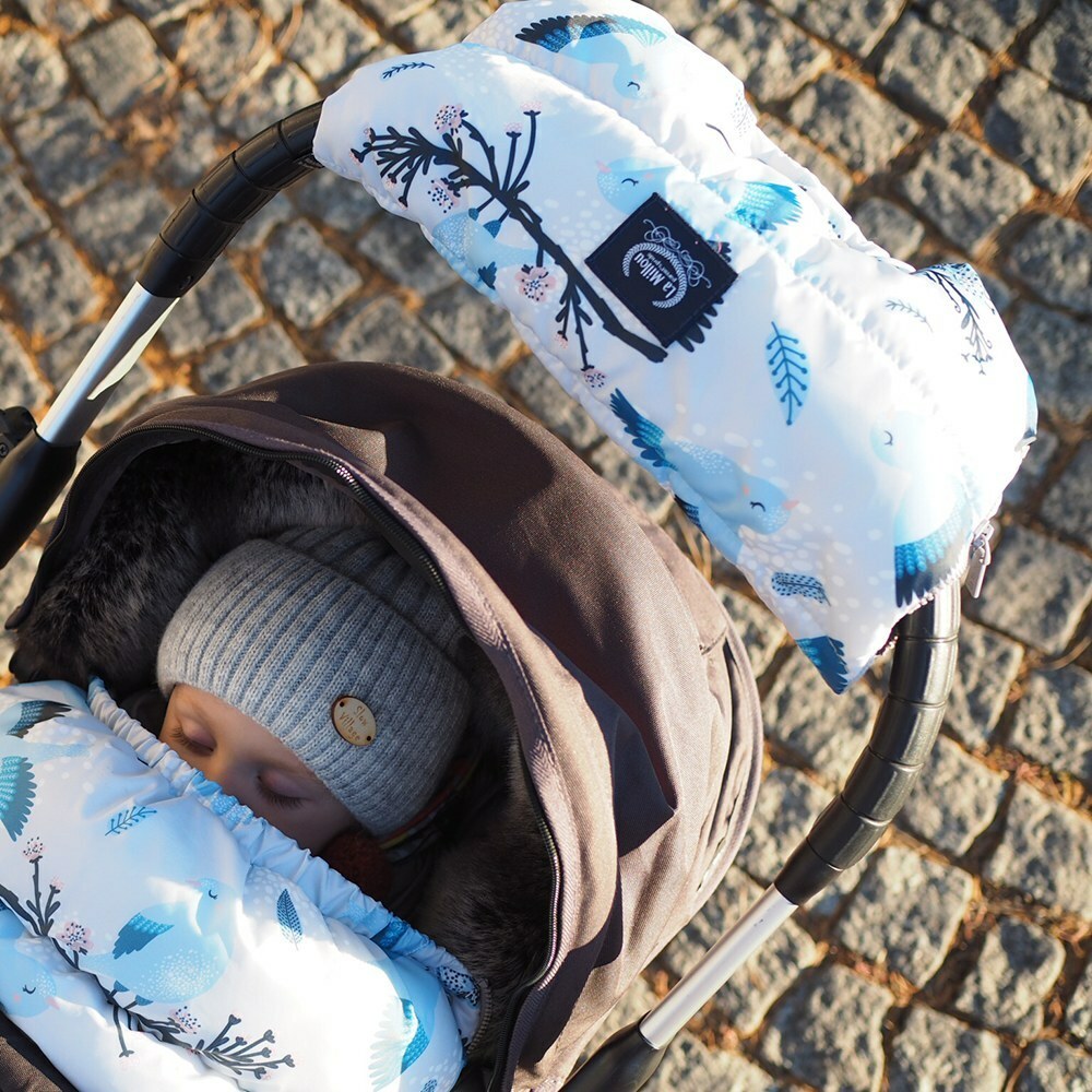 La Millou波蘭 Aspen防水空氣時尚保暖推車手套｜藍色雪鳥｜舒柔深灰