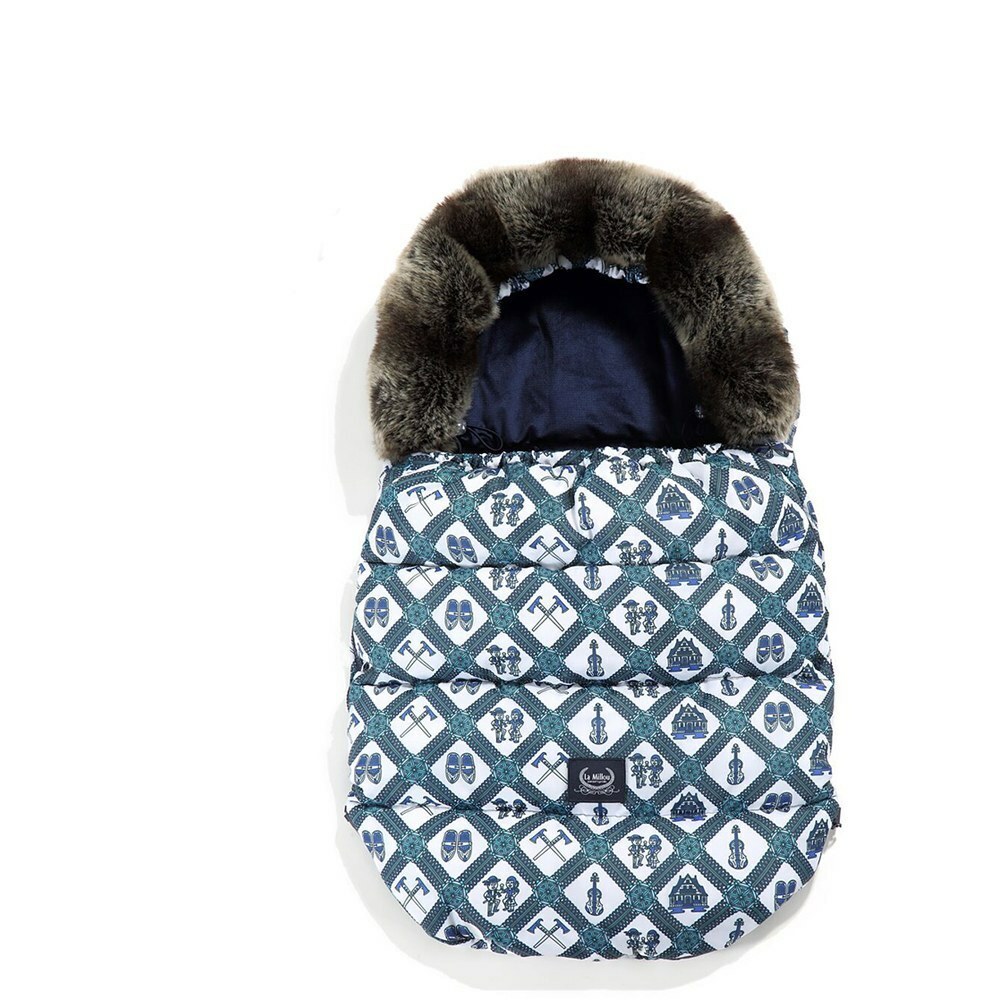 La Millou波蘭 Aspen防水空氣時尚保暖推車睡袋｜九族圓舞曲(藍底)｜舒柔軍藍