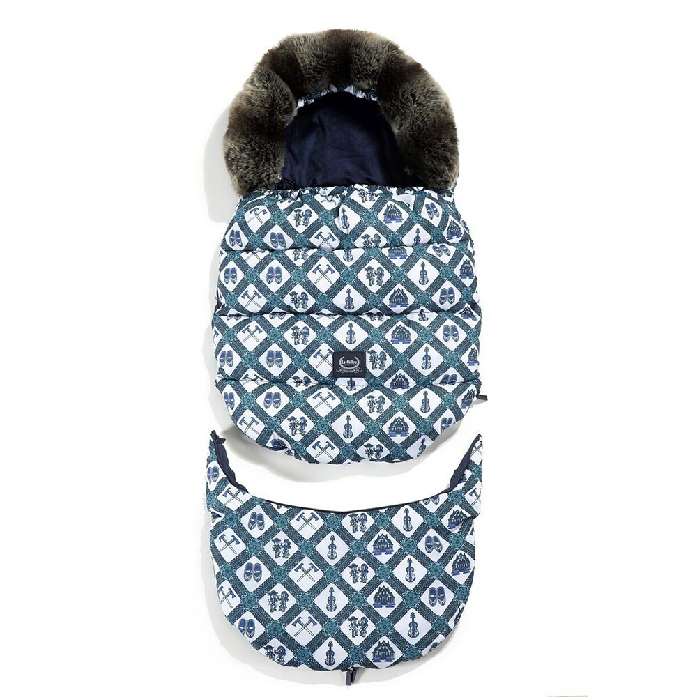 La Millou波蘭 Aspen防水空氣時尚保暖推車睡袋｜九族圓舞曲(藍底)｜舒柔軍藍