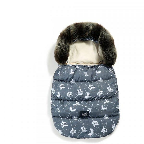 La Millou波蘭 Aspen防水空氣時尚保暖推車睡袋｜丘比特之箭(藍底)｜舒柔純白