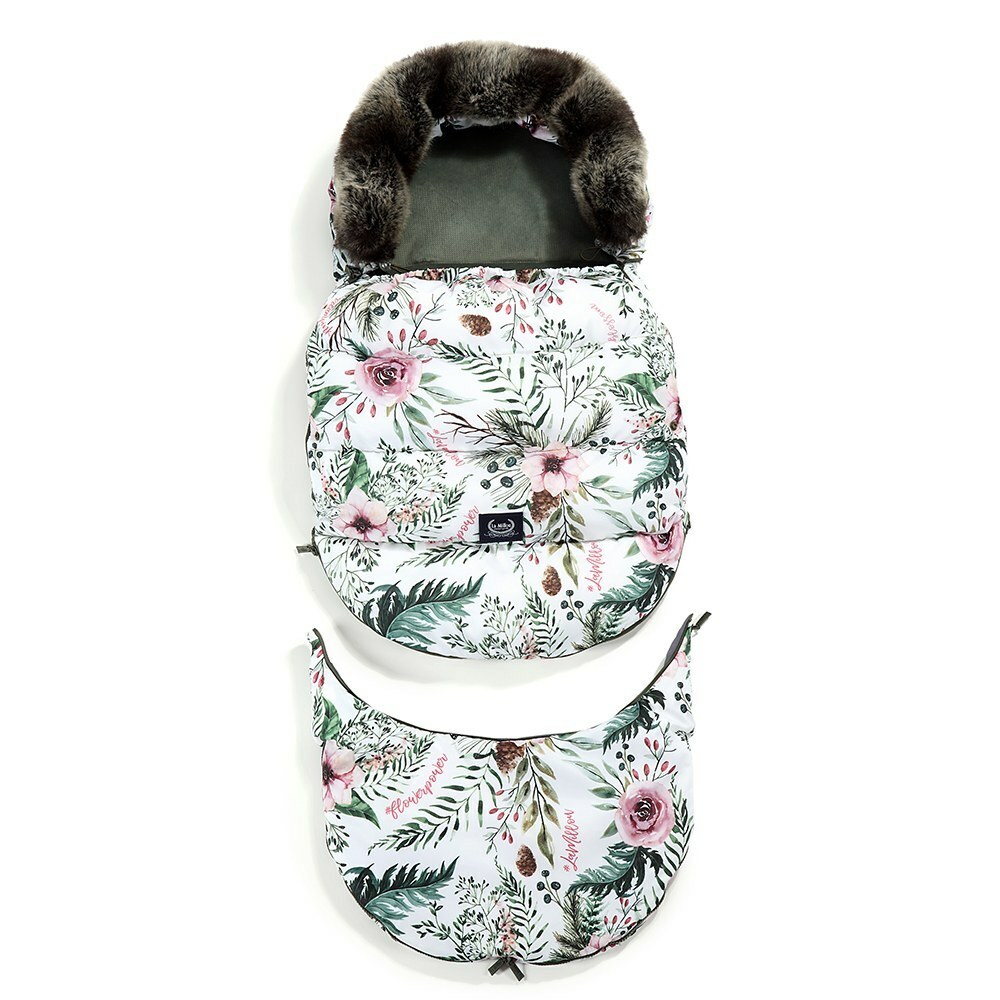 La Millou波蘭 Aspen防水空氣時尚保暖推車睡袋｜伯爵粉茶花｜舒柔墨綠