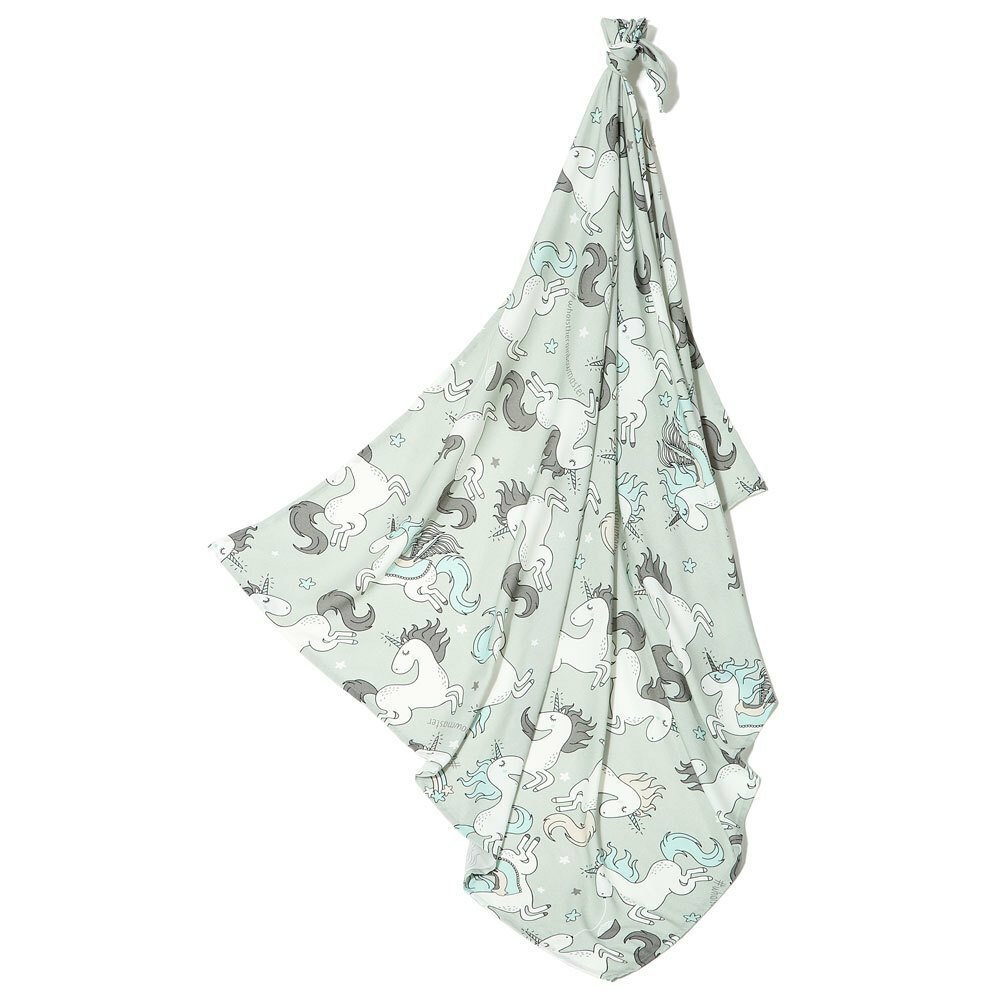 La Millou波蘭 竹纖涼感巾｜抗菌包巾｜童話獨角獸(綠底)