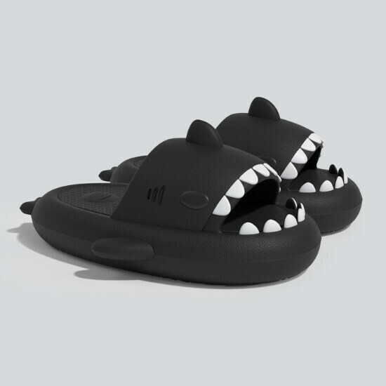 Hot Selling Shark Couple Anti-Slip Slippers [Small Titanium Black. Black] [Size 36-45] (Please contact customer service to confirm the delivery size after placing the order)