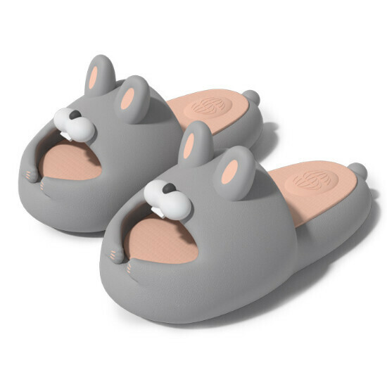 Hot selling cartoon EVA thick-soled non-slip slippers [grey pink] [size 36-41] (please contact customer service to confirm the delivery size after placing the order)
