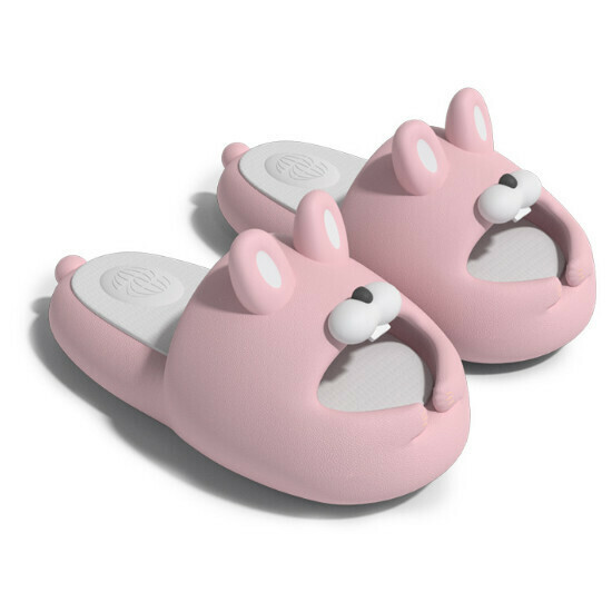 Hot selling cartoon EVA thick-soled non-slip slippers [pink and white] [size 36-41] (please contact customer service to confirm the delivery size after placing the order)