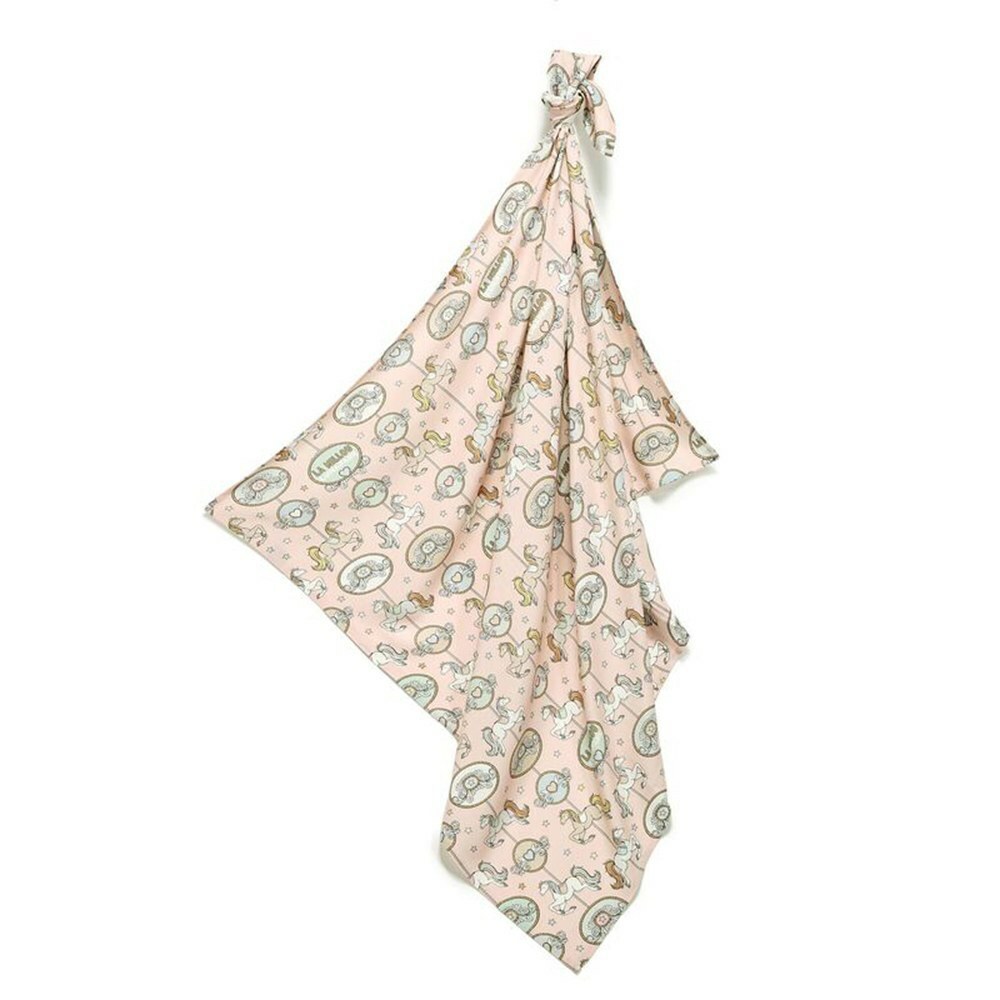 La Millou波蘭 竹纖涼感巾｜抗菌包巾｜旋轉小木馬(粉底)