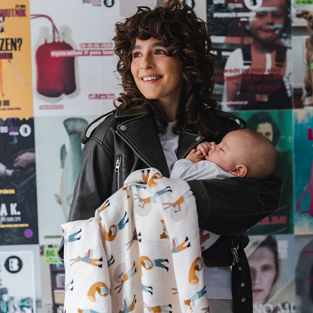 La Millou波蘭 竹纖涼感巾｜抗菌包巾｜兔兔演奏家(藍)