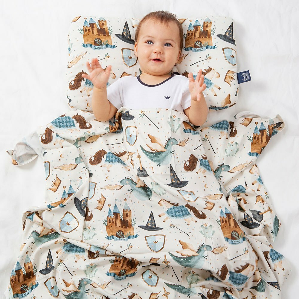 La Millou波蘭 竹纖涼感巾加大(140x110cm)｜抗菌包巾｜仙履奇緣(藍底)