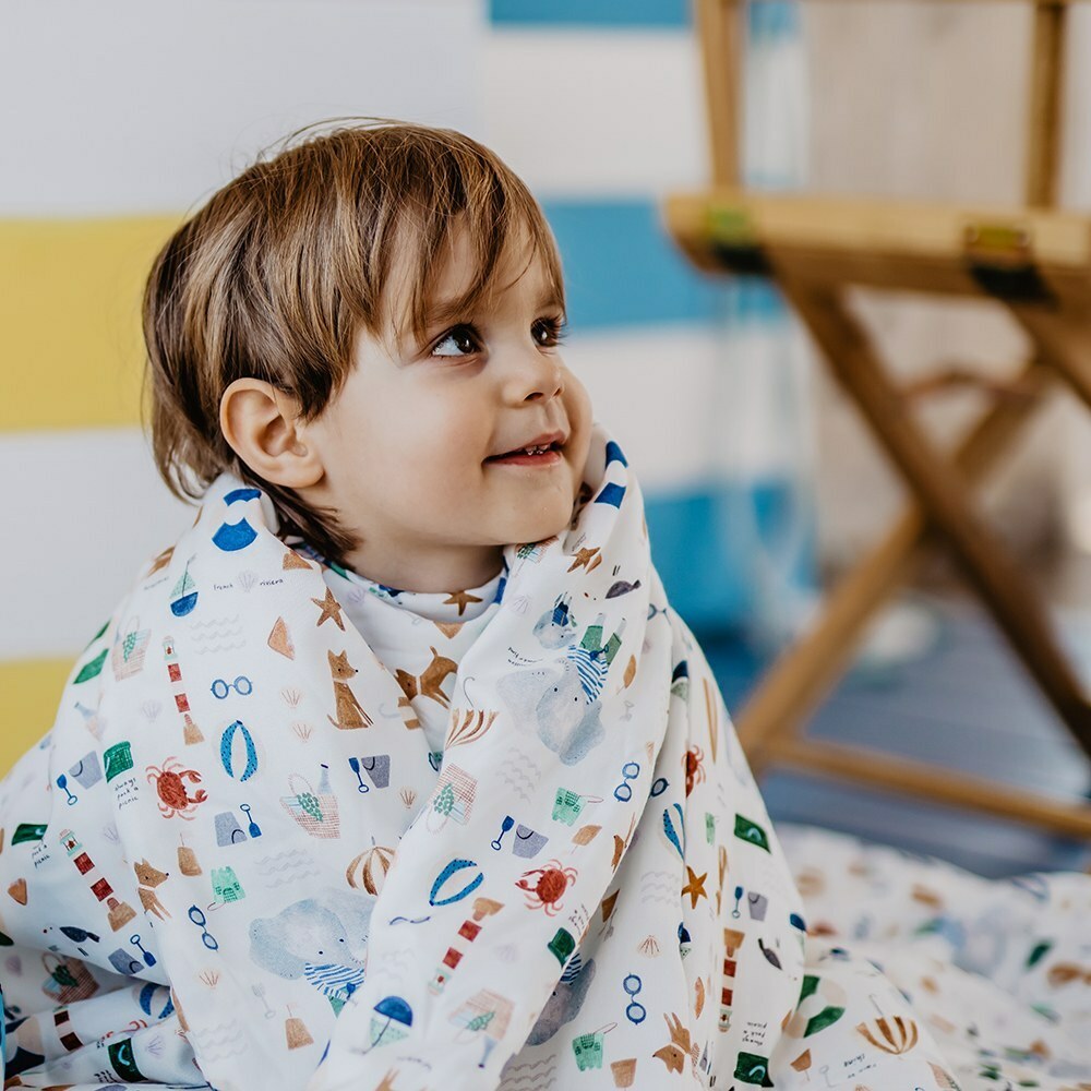 La Millou波蘭 竹纖涼感巾加大(140x110cm)｜抗菌包巾｜兔兔演奏家(藍)