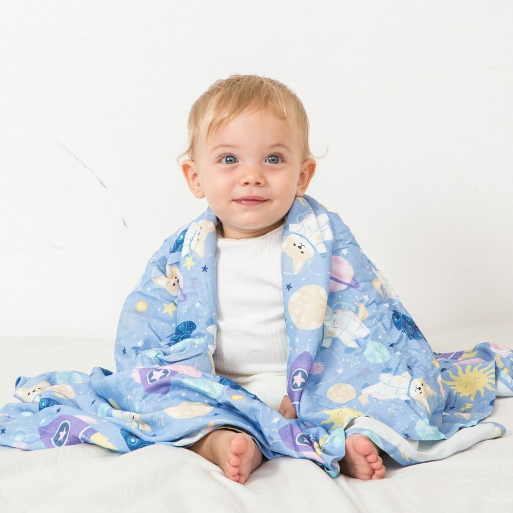 La Millou波蘭 竹纖涼感巾加大(140x110cm)｜抗菌包巾｜威基基椰樹(藍底)