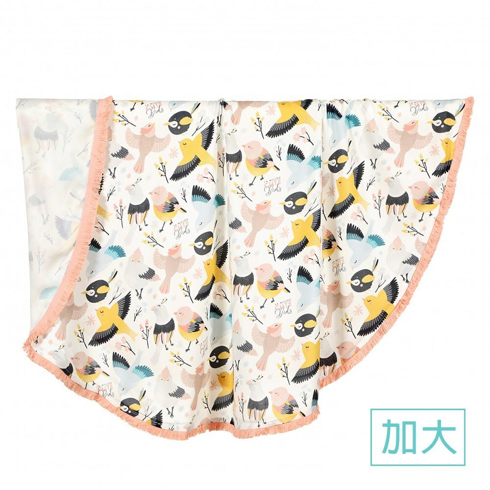 La Millou波蘭 竹纖涼感巾加大款圓形流蘇｜抗菌包巾｜可愛鳥語