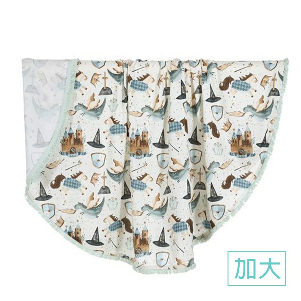 La Millou波蘭 竹纖涼感巾加大款圓形流蘇｜抗菌包巾｜仙履奇緣(藍底)