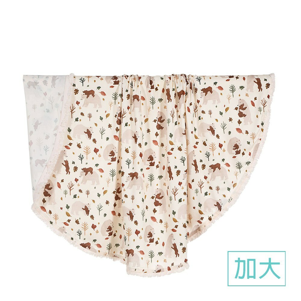 La Millou波蘭 竹纖涼感巾加大款圓形流蘇｜抗菌包巾｜暖心抱抱熊