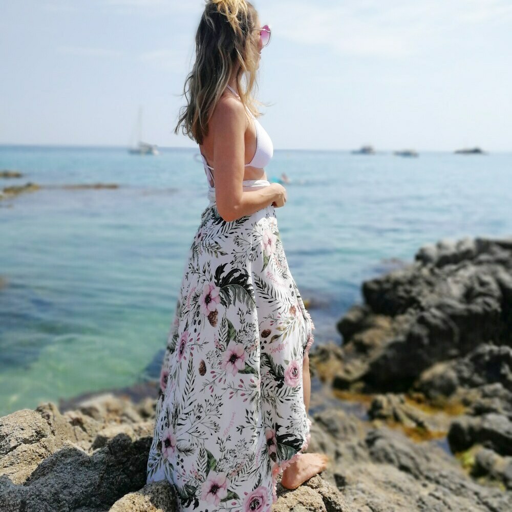 La Millou波蘭 竹纖涼感巾加大款圓形流蘇｜抗菌包巾｜伯爵粉茶花