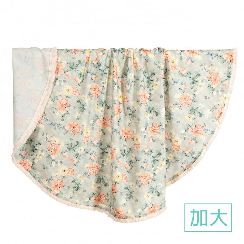 La Millou波蘭 竹纖涼感巾加大款圓形流蘇｜抗菌包巾｜春日小雛菊